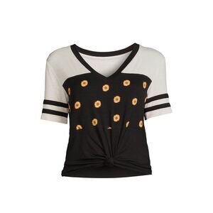 Triple Stack Tee sunflower t-shirt women’s v neck small short sleeve front knit